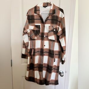 Woman plaid print long jacket